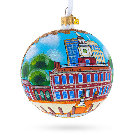 Independence Hall, Philadelphia, Pennsylvania, USA Glass Ball Christmas Ornament in Multi color, Round shape