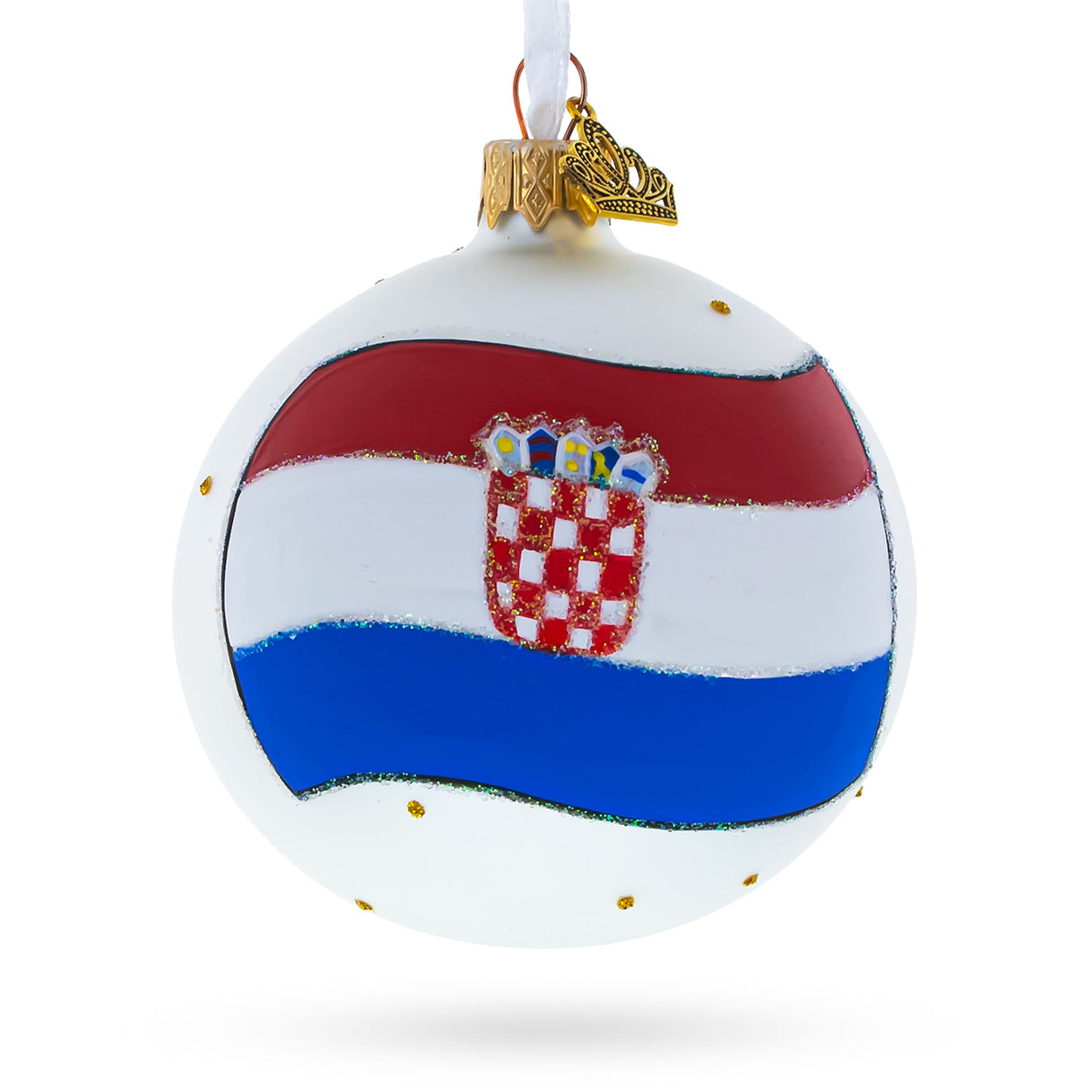 Flag of Croatia Glass Ball Christmas Ornament in Multi color, Round shape