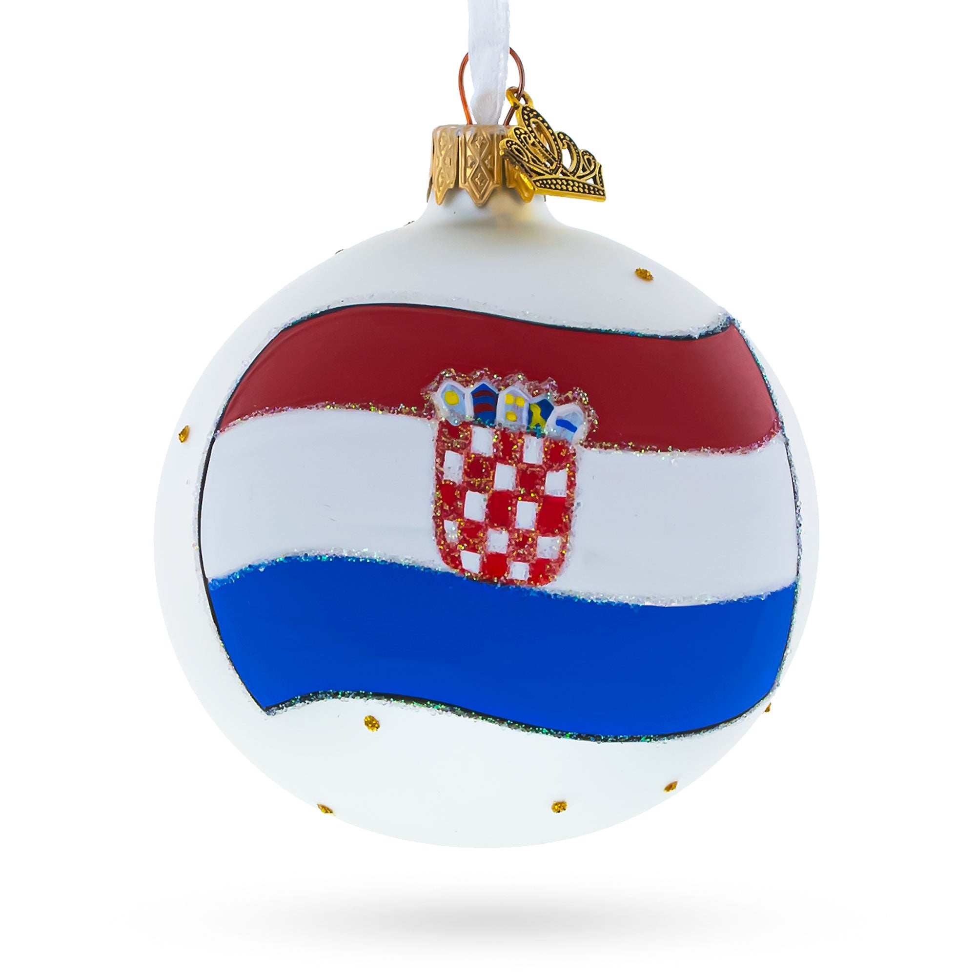 Flag of Croatia Glass Ball Christmas Ornament in Multi color Round