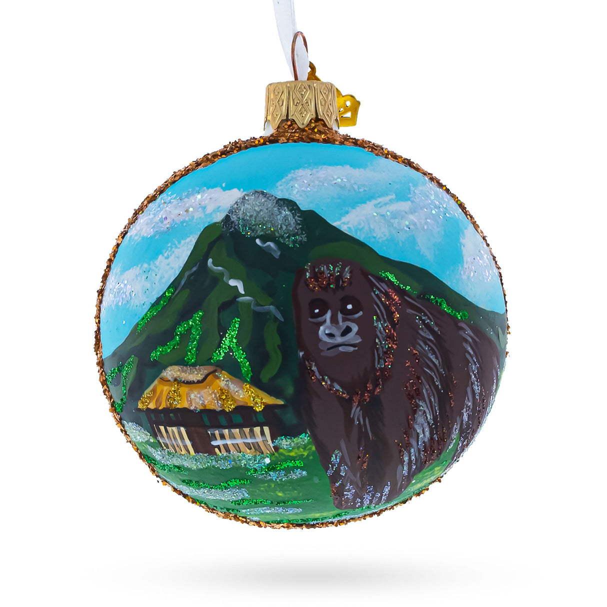 Virunga National Park, Congo Glass Ball Christmas Ornament in Multi color, Round shape