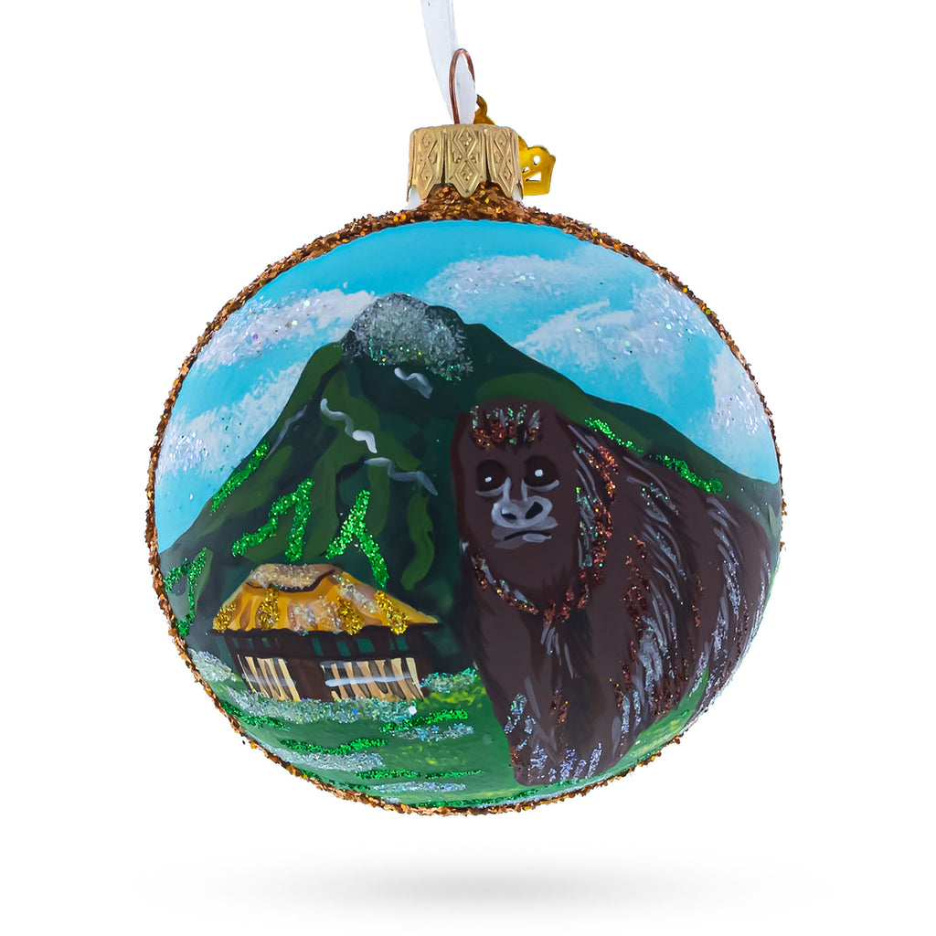 Virunga National Park, Congo Glass Ball Christmas Ornament in Multi color Round
