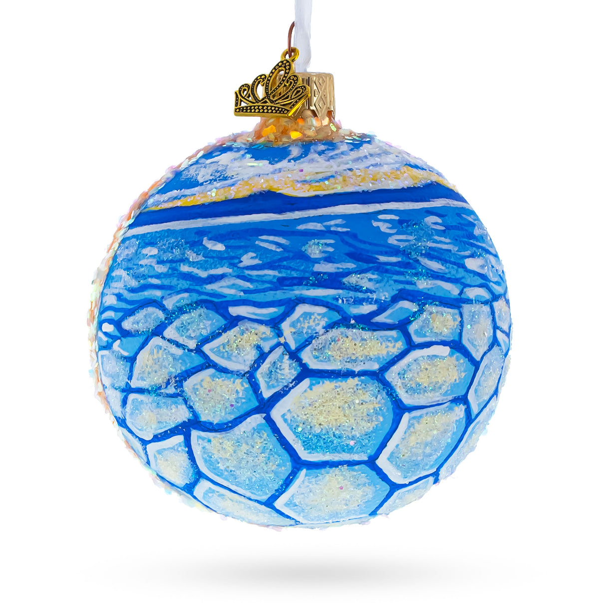 Salar de Uyuni, Bolivia Glass Ball Christmas Ornament in Blue color, Round shape