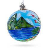 The Pitons, St. Lucia Glass Ball Christmas Ornament in Multi color, Round shape