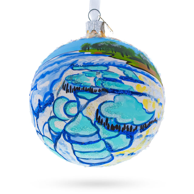 Pamukkale Thermal Pools, Turkey Glass Ball Christmas Ornament in Multi color, Round shape