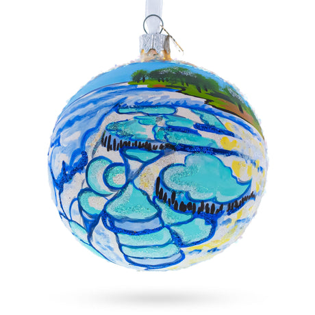 Pamukkale Thermal Pools, Turkey Glass Ball Christmas Ornament in Multi color Round