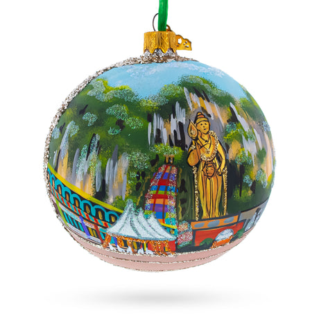Batu Caves, Malaysia Glass Ball Christmas Ornament in Multi color Round