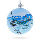 Les Portes du Soleil Ski Resort, Switzerland and France Glass Christmas Ornament in Multi color, Round shape