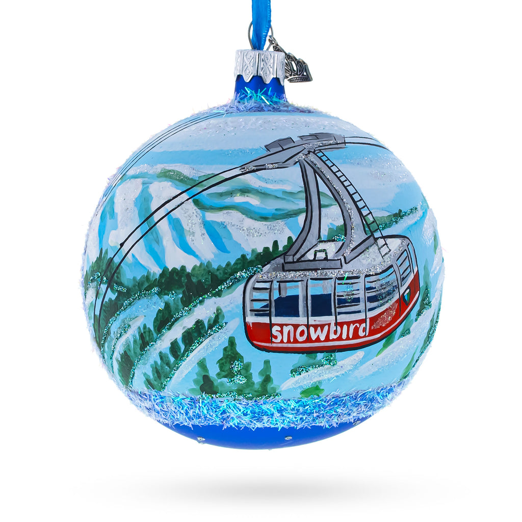 Glass Snowbird Ski Resort, Utah, USA Glass Ball Christmas Ornament in Multi color Round