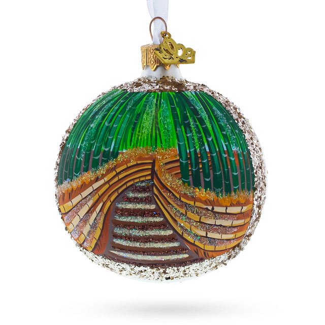 Glass Arashiyama Bamboo Grove, Kyoto, Japan Glass Christmas Ornament in Multi color Round