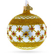 Red Jewels on Silver Glass Ball Christmas Ornament in Gold color Round