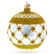 Red Jewels on Silver Glass Ball Christmas Ornament in Gold color, Round shape