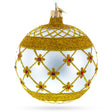 Red Jewels on Silver Glass Ball Christmas Ornament in Gold color Round