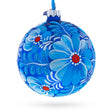 Aster Flowers Glass Ball Ornament in Blue color, Round shape