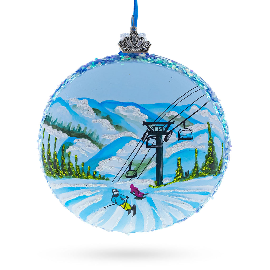 Deer Valley Ski Resort, Park City, Utah, USA Glass Ball Christmas Ornament in Multi color Round