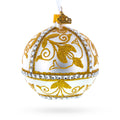 Jeweled Golden Chandelier on Silver Glass Ball Christmas Ornament 3.25 Inches in Gold color Round