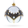 Mother Of Pearl on White Glass Ball Christmas Ornament 4 Inches in White color Round