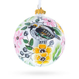 Birds Singing Extravaganza Glass Ball Christmas Ornament 4 Inches in White color Round