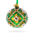 Jewels on Green Glass Ball Christmas Ornament 3.25 Inches in Green color Round