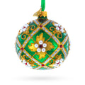 Jewels on Green Glass Ball Christmas Ornament 3.25 Inches in Green color Round