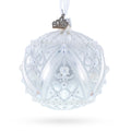 Dimensional Pearl Drops on White Ball Glass Christmas Ornament 3.25 Inches in Silver color Round