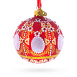 Glass 1908 Alexander Palace Royal Egg Red Glass Ball Christmas Ornament 3.25 Inches in Red color Round