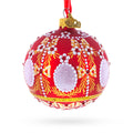 1908 Alexander Palace Royal Red Glass Ball Christmas Ornament 3.25 Inches in Red color Round