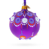 Purple Majesty with Silver Accents Geometric Glass Ball Christmas Ornament 3.25 Inches in Purple color Round