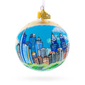 Skyline of Philadelphia, Pennsylvania Glass Ball Christmas Ornament 3.25 Inches in Multi color Round