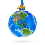 Planet Earth Globe Glass Ball Christmas Ornament 3.25 Inches in Blue color Round