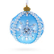 Blue and Pearl Jewel-Embellished Glass Ball Ornament 3.25 Inches in Blue color Round