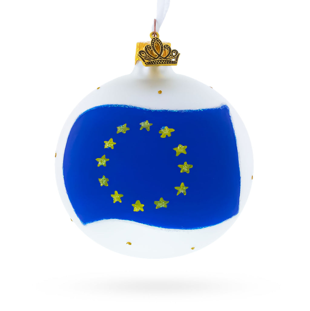 Flag of European Union Glass Ball Ornament 3.25 Inches in Multi color Round