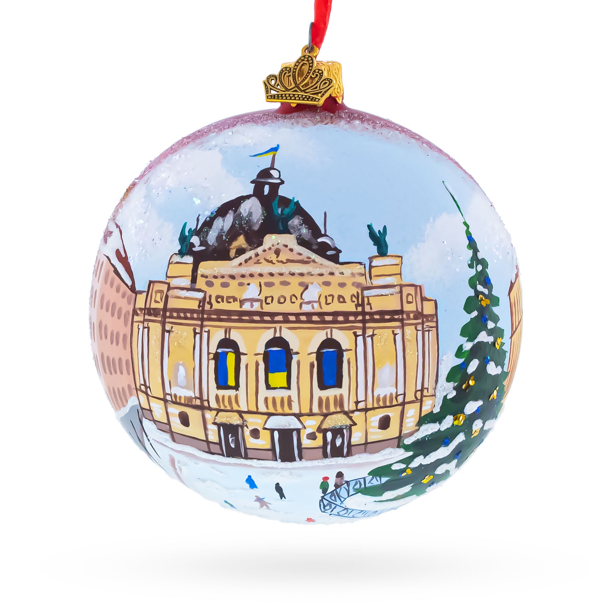 Lviv, Ukraine Theatre of Opera and Ballet Glass Ball Christmas Ornament in Multi color Round