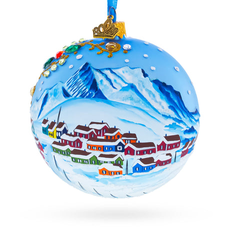 Greenland's Northern Lights Glass Ball Christmas Ornament in  color Round