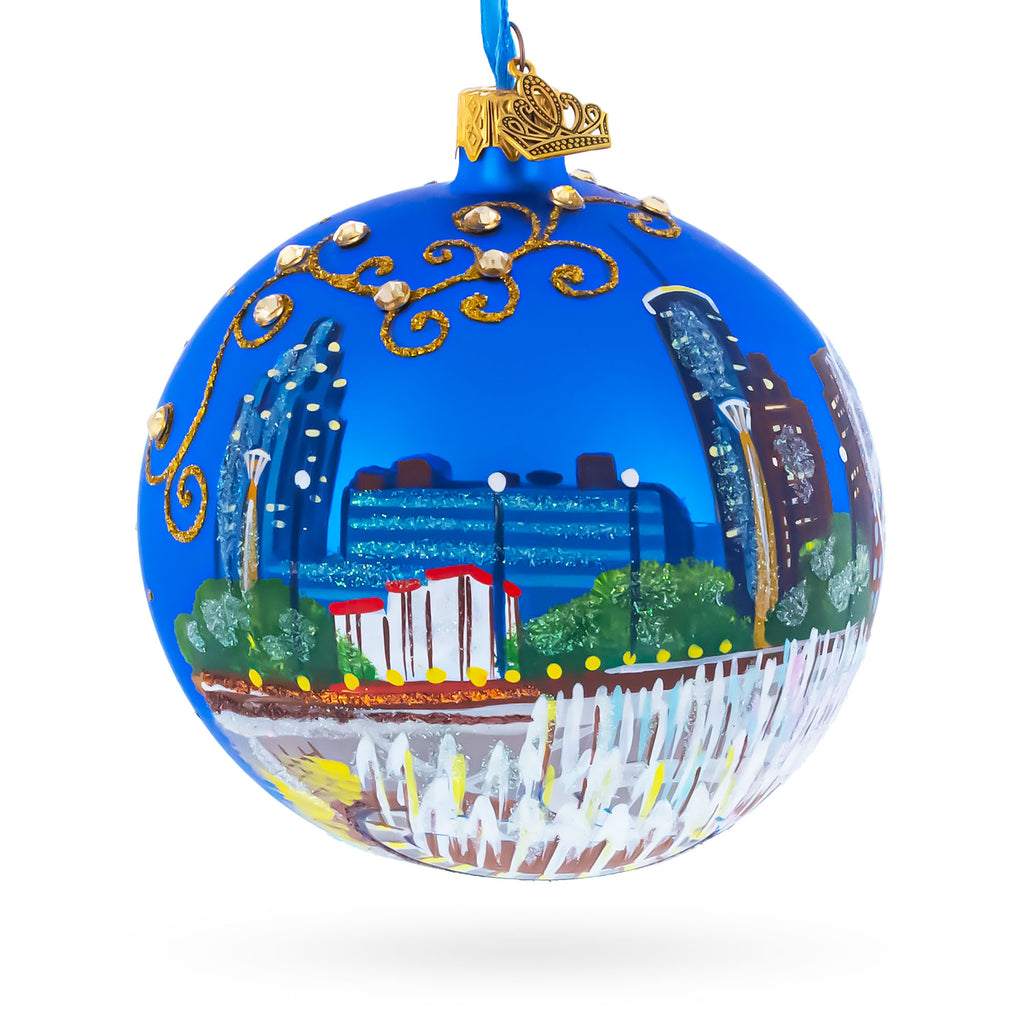 Atlanta, Georgia Jeweled Glass Ball Christmas Ornament 4 Inches in Multi color Round