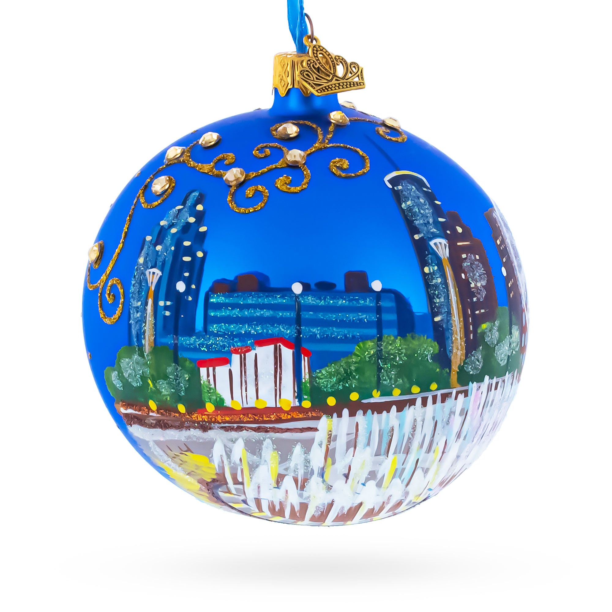 Atlanta, Georgia Jeweled Glass Ball Christmas Ornament 4 Inches in Multi color Round
