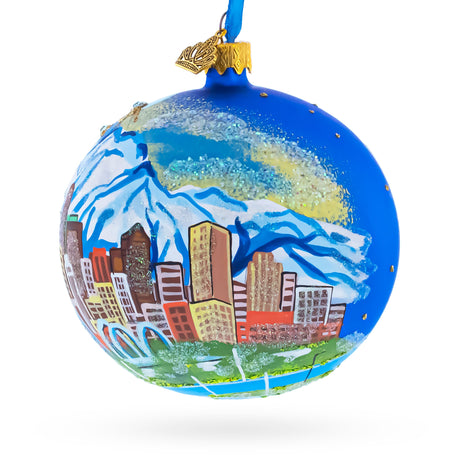 Denver, Colorado Jeweled Glass Ball Christmas Ornament 4 InchesUkraine , dimensions in inches: 4 x 4 x 4