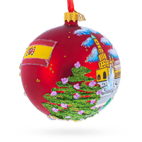 The Plaza de España (Spain Square) Sevilla, Spain Glass Ball Christmas OrnamentUkraine , dimensions in inches: 4 x 4 x 4