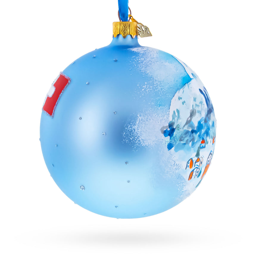 Matterhorn, Zermatt, Switzerland Jeweled Glass Ball Christmas Ornament 4 InchesUkraine , dimensions in inches: 4 x 4 x 4