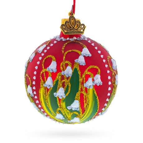 1898 Lilies of the Valley Royal Glass Ball Christmas Ornament 2.4 Inches in  color Round