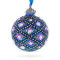 1907 Rose Trellis Royal Green Glass Ball Christmas Ornament 2.4 Inches in Blue color Round