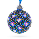 1907 Rose Trellis Royal Green Glass Ball Christmas Ornament 2.4 Inches in  color Round