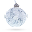 Silver Glitter Scrolls, Pearls & Rose Accents Winter Elegance Glass ball Ornament 2.4 Inches in White color Round