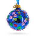 Vibrant Pink Heart Vines with 3D Roses Glass Ball Christmas Ornament 2.4 Inches in Pink color Round