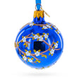 1901 Kelch Apple Blossom Royal Glass Ball Christmas Ornament 2.4 Inches in Blue color Round