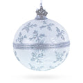 White Winter Glitter Snowflake Design Glass Ball Christmas Ornament 3.25 Inches in White color Round