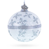 White Winter Glitter Snowflake Design Glass Ball Christmas Ornament 3.25 Inches in White color Round