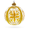 Gold Filigree Floral Design Glass Ball Christmas Ornament 3.25 Inches in Gold color Round