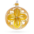 Radiant Gold Starburst Pattern Glass Ball Christmas Ornament 4 Inches in Gold color Round