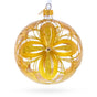 Radiant Gold Starburst Pattern Glass Ball Christmas Ornament 4 Inches in Gold color Round