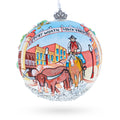Fort Worth Stockyards, Texas Glass Ball Christmas Ornament 4 Inches in Multi color Round